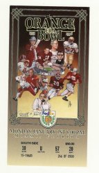 1996 Orange Bowl Full Ticket Florida State Notre Dame