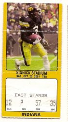 2001 oct 20 Ticket Stub iowa vs indiana