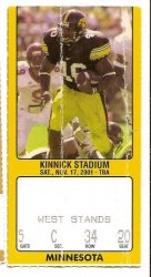 2001 nov 17th Ticket Stub iowa vs minnesota