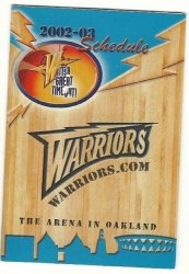 2002 Golden State warriors Pocket Schedule Sked NBA