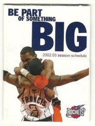 2002 Houston Rockets Pocket Schedule Sked NBA