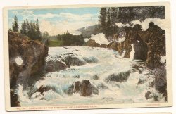 Cascades of the Firehole Yellowstone National Park linen Postcard