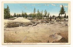 Mammoth Paint Pots Yellowstone National Park linen Postcard