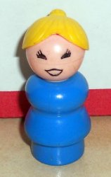 Fisher Price Little People Blue Woman Mom Teacher Vintage #663 923 931