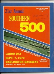 1970 Southern 500 Nascar Race Program David Pearson