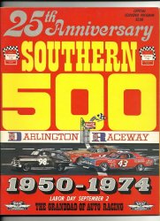 1974 Southern 500 Nascar Race Program David Pearson