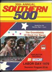 1979 Southern 500 Nascar Race Program Darrell Waltrip