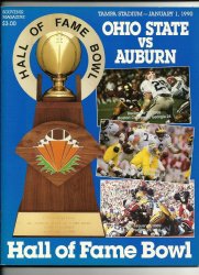 1990 Hall OF Fame Bowl Game Program Auburn Ohio State