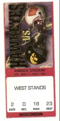 2002 Nov 2nd Ticket Stub iowa vs wisconsin
