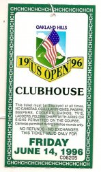 1996 US Open ticket Friday June 14th Second Round Oakland Hills