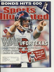 2002 Sports Illustrated Magazine August 19th David Carr