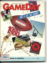 1986 NFC Championship Game Program Bears Redskins