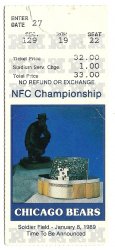 1988 NFC Championship Ticket Stub 49ers @ Bears