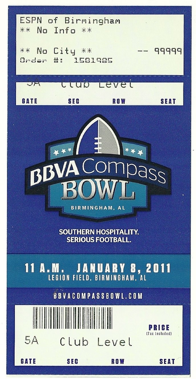 Image 0 of 2011 BBVA Compass Bowl Game Full Ticket Pittsburgh Kentucky