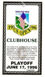 1996 US Open ticket Monday June 17th Playoff Oakland Hills