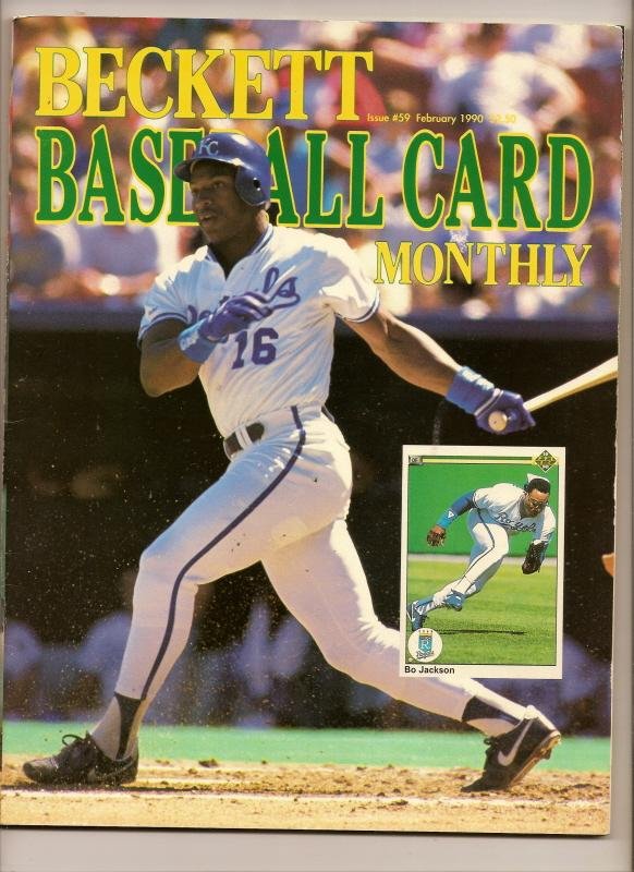 beckett baseball Card Monthly price Guide Feb 1990 issue  #59 Bo Ja Frank Thomas