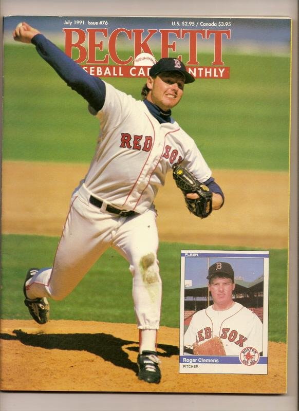 beckett baseball Card Monthly price Guide July 1991 issue  #76 Roger Clemens