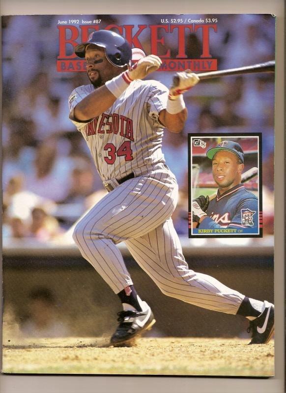 beckett baseball Card Monthly price Guide June 1992 issue  #87 Kirby Puckett