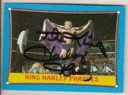 King Harley Race signed autographed wrestling card WWF WWE WCW