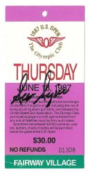 1987 U.S. Open Thursday Ticket Autographed Signed Scott Simpson Winner PGA