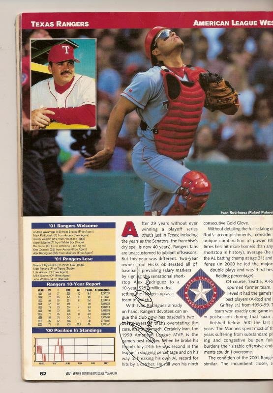 Image 4 of 2001 Springtrainning Baseball Yearbook Autographed Signed Magazine