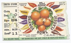 1957 Orange Bowl Game Ticket Stub Colorado Clemson
