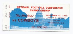 1972 NFC Championship Ticket Stub Cowboys @ Redskins Rare VHTF