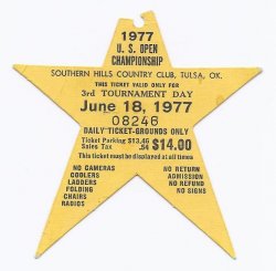 1977 US Open Championship Ticket Stub 3rd Tournament Round 6 18 77 Hubert Green