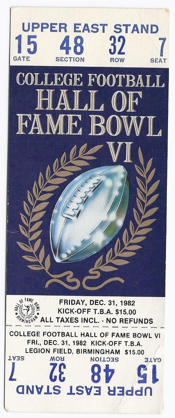 Image 0 of 1982 Hall Of Fame Bowl Game Full Unused Ticket Air Force Vanderbilt