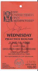 1990 US Open Golf Ticket Practice Round Wednesday 6 13 90 Jack Nickalus Signed