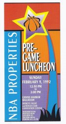 1992 NBA All Star Game Pre Game Luncheon Ticket Stub