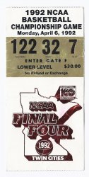 1992 NCAA Final Four Championship Game Ticket Stub Duke Michigan Fab Five