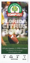 1998 Citrus Bowl Game Ticket Stub Florida Penn State
