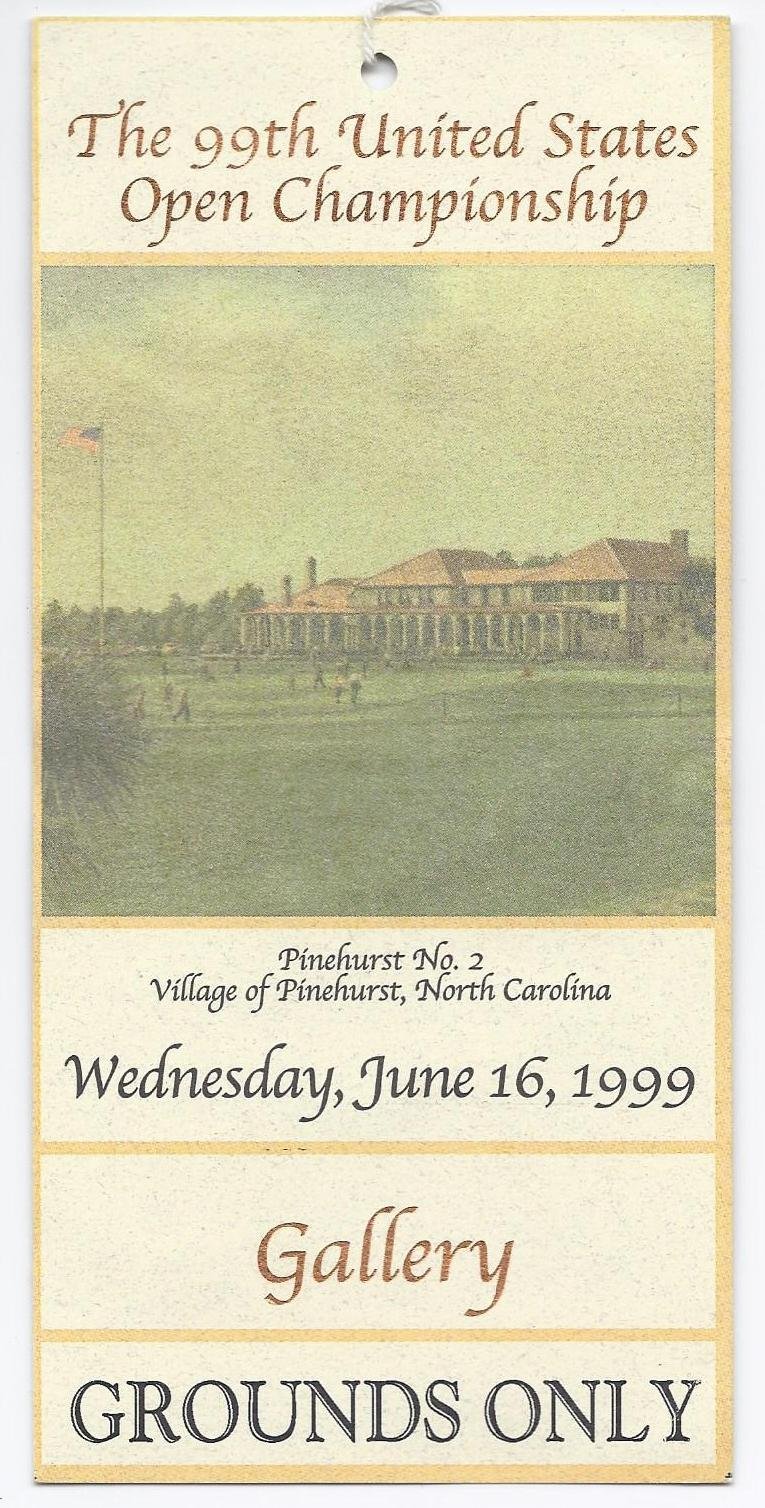 1999 US Open Golf Ticket Practice Round Wednesday 6 16 99 Pinehurst 2