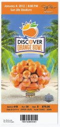 2012 Orange Bowl Game Full Unused Ticket West Virginia Clemson