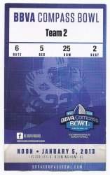 2013 BBVA Compass Bowl Game Ticket Stub Ole Miss Pittsburgh