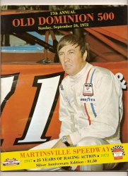 1972 Old Dominion 500 nascar Program Petty win