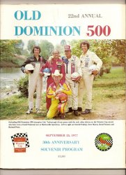 1977 Old Dominion 500 Nascar Race Program Cale Yarborough win