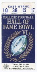 1982 Hall Of Fame bowl Game Ticket Stub Vanderbilt Air Force