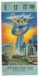 Super Bowl 14 IV Ticket Stub Steelers Rams