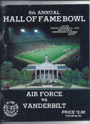 1982 Hall Of Fame bowl Game Program Vanderbilt Air Force