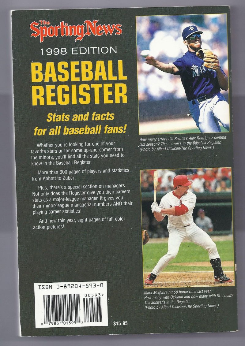 Image 1 of 1998 The sporting News Baseball Register Frank Thomas