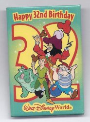 walt disney world happy 32nd birthday button