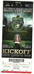 2012 Music City Bowl Full Unused Ticket Vanderbilt N C State