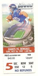 NFL Bengals @ Giants Ticket Stub Oct 26th 1997
