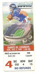 NFL Cowboys @ Giants Ticket Stub Oct 5th 1997