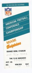 1985 AFC Championship Ticket Stub New England Patriots @ Miami Dolphins