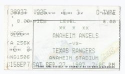 1997 Texas Rangers @ Anaheim Angels Ticket Stub September 27th Ivan Rodriquez HR
