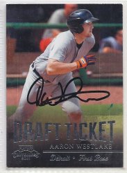 Aaron Westlake signed autographed card 2011 Playoff Contenders Draft Ticket
