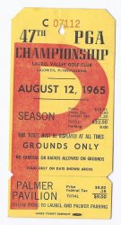1965 PGA Championship Full Unused Ticket 1st Tournament Round August 12th